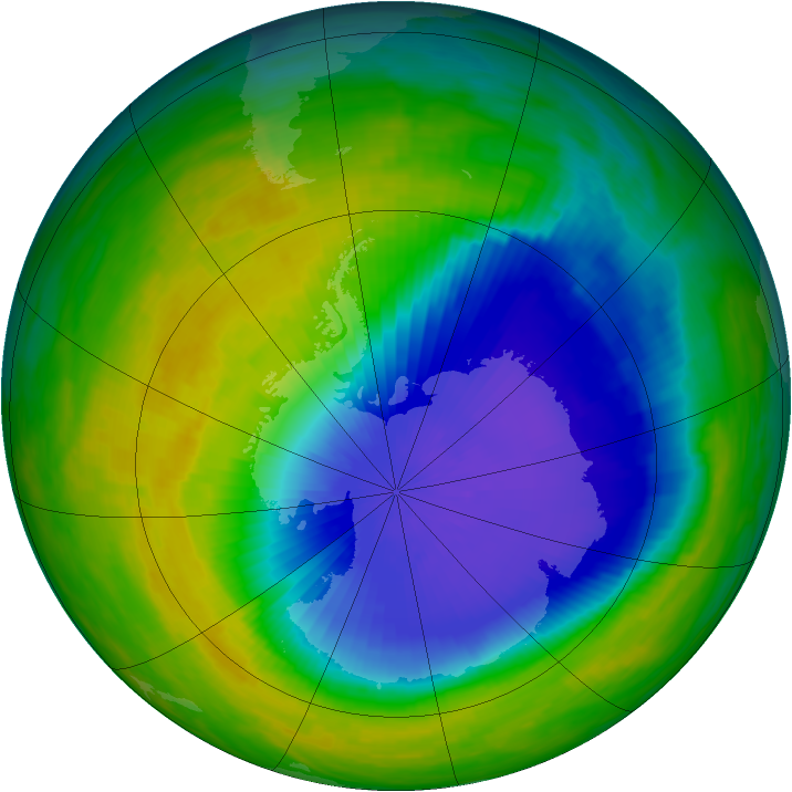 Antarctic ozone map for 24 October 1992